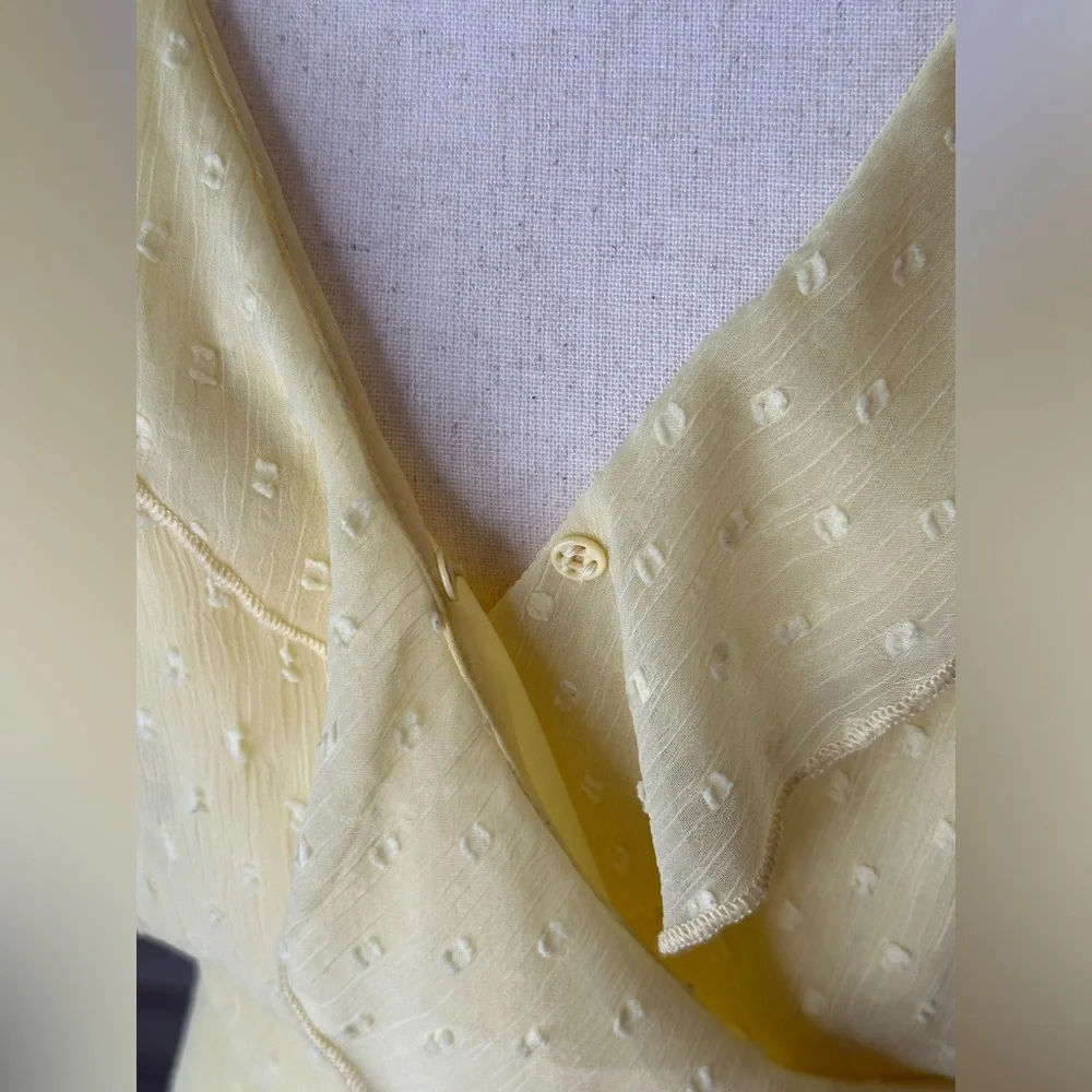 H&M Divided Yellow Puff Sleeved Ruffled Dress size Small - Picture 7 of 12
